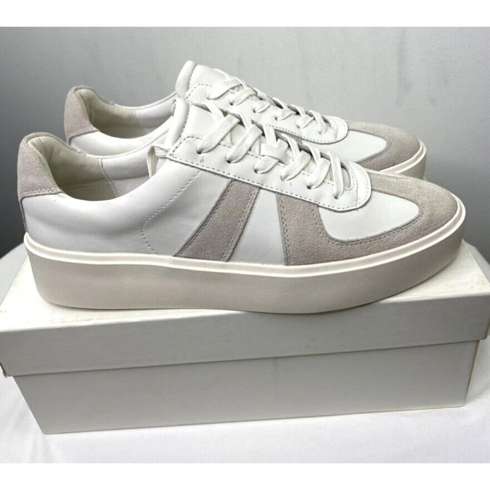 MNML Mens Gat Sneaker White Italian Leather Nubuck Size 12 - Picture 6 of 12